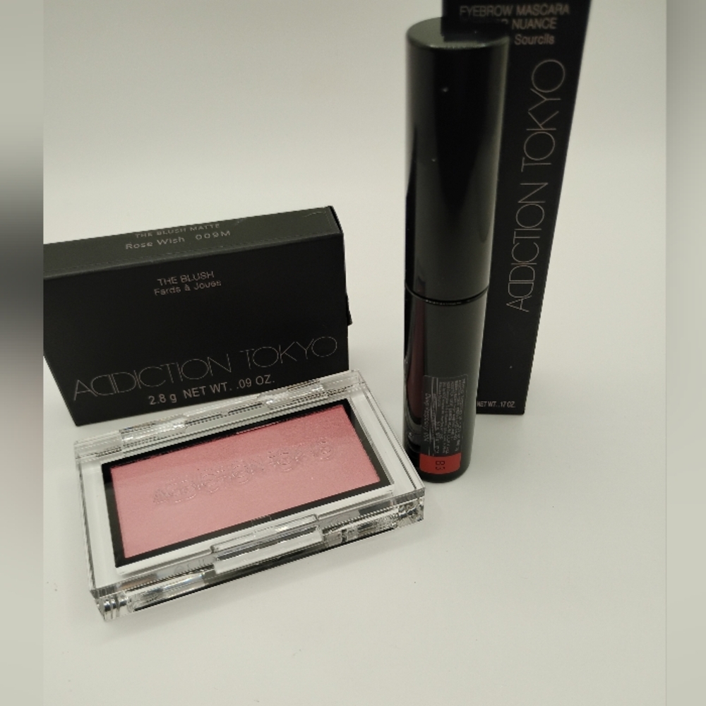Addiction Tokyo Rose Wish Blush & Deep Raspberry Eyebrow Mascara